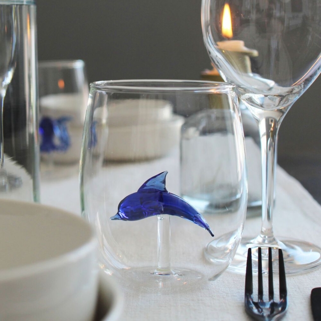 Winkee Dricksglas - Handgjord delfin