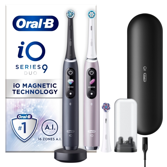 Oral B iO9 Duo Pack Svart Onyx & Rose Quartz Elektrisk tandborste