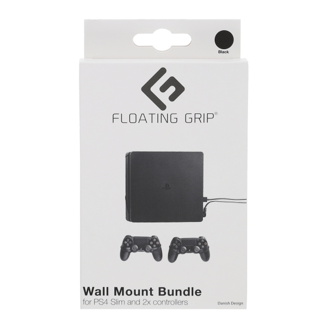 FLOATING GRIP Väggfäste för Playstation 4 Slim och handkontroller - paket (svart)
