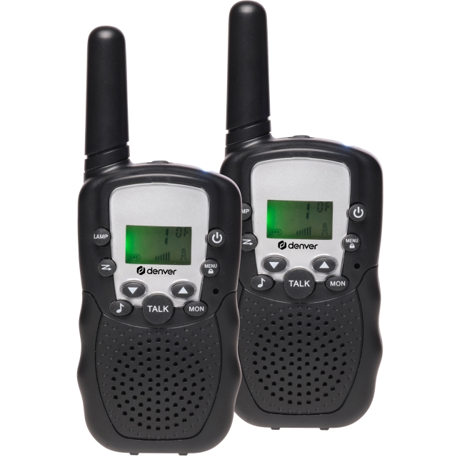 Denver Walkie Talkie Två handenheter Åtta kanaler WTA-449 Svart