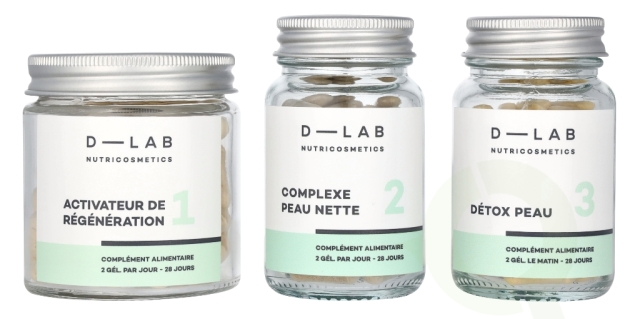 D-Lab Nutricosmetics D-Lab Perfect Skin Set 3 piece 3x56 Gels - Activateur de Regenaration No 1/Complexe Peau Nette No 2/Detox Peau No 3
