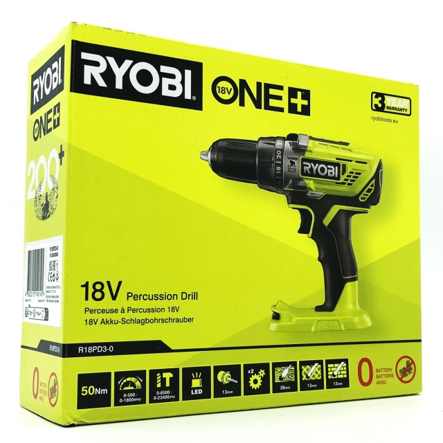 Ryobi One+ R18PD3-0 Borrhammare/skruvdragare Inget batteri 18V
