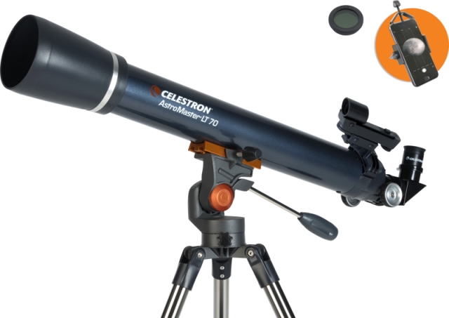 Celestron Astromaster LT 70AZ med telefonadapter och månfilter
