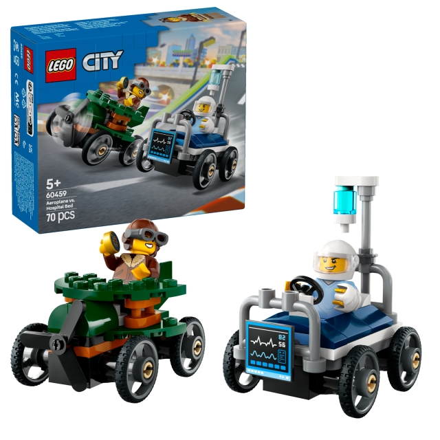 LEGO LEGO City - paket med racerbilar: Flygplan vs. sjukhussäng (60459)