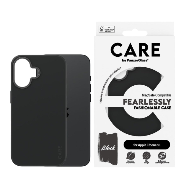CARE by PanzerGlass - Fodral - Svart m. MagSafe - iPhone 16