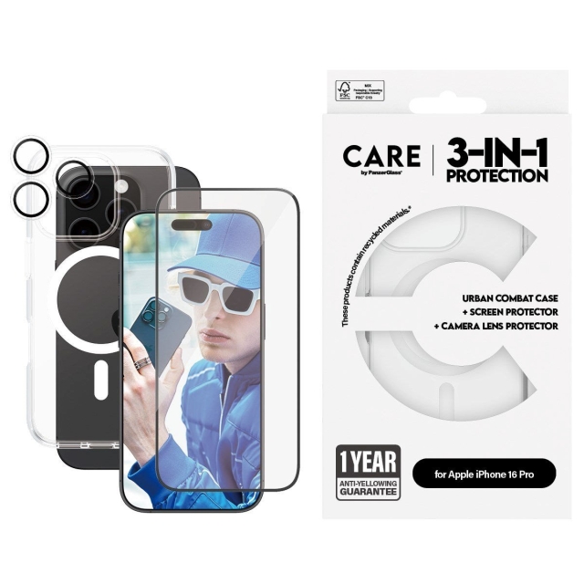 CARE by PanzerGlass - Flagship 3-i-1-paket - iPhone 16 Pro