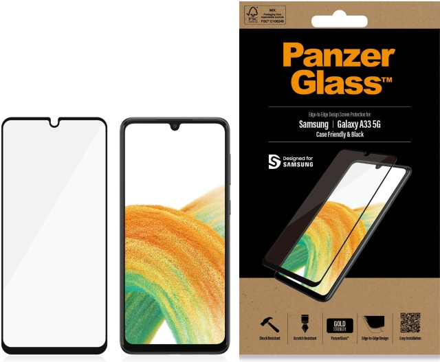 PanzerGlass pansarglas, Samsung Galaxy A33 5G, svart ram