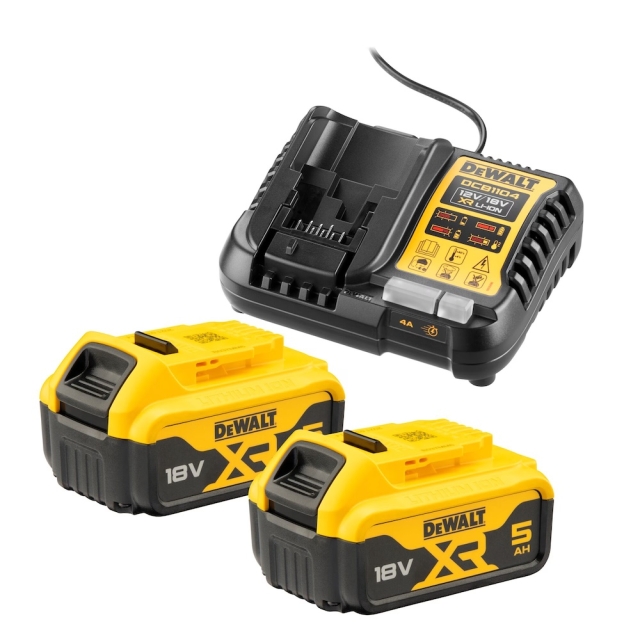 DeWALT DCB1104P2-QW 18V XR Starter Kit med laddare och 2x 5A batterier