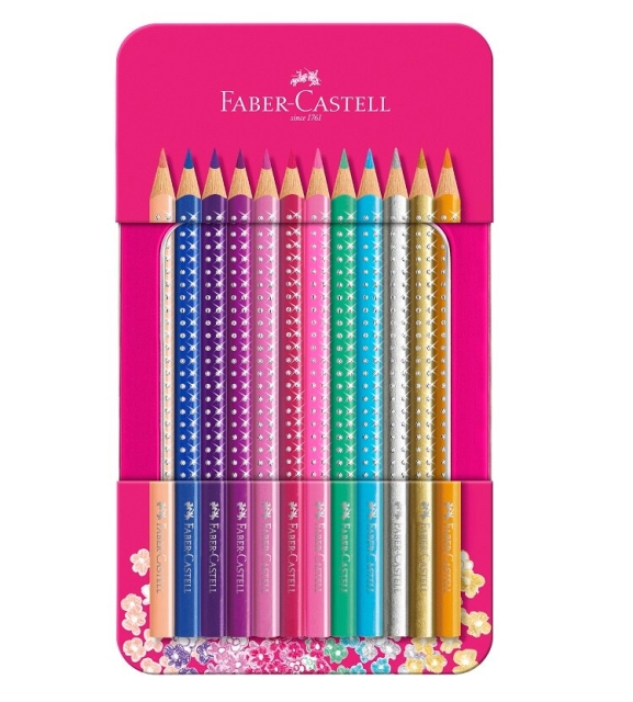 Faber-Castell Sparkle färgpenna, 12 st i plåtask (201737)