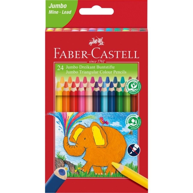 Faber-Castell Jumbo Triangulära färgpennor, 24 st (116524)