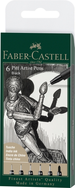 Faber-Castell Faber Castell - 6 pitt konstnärspenna, pensel - Svart (167154)