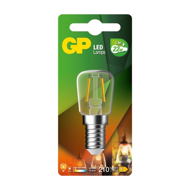 GP LED-lampa Filament, T25, E14, 1,9W (22W), 210lm
