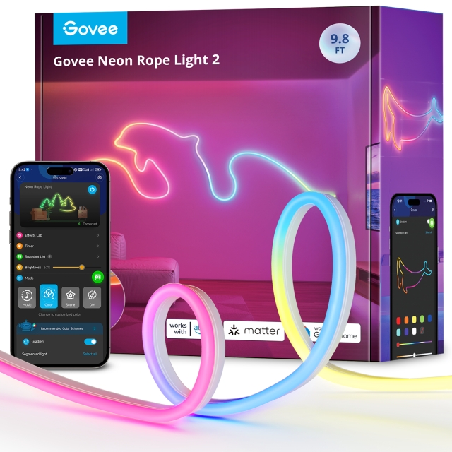 Govee 3M Neon förinstallerad ljusremsa i vit färg