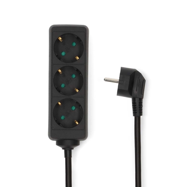 Nedis Gren kontakt | Jordad kontakt / Typ F (CEE 7/7) | 3-vägs | 3.00 m | 3680 W | 16 A | Typ av jordning: Sidkontakt | 230 V AC 50/60 Hz | Uttagsvinkel: 45 ° | H05VV-F 3G1.5mm² | Svart