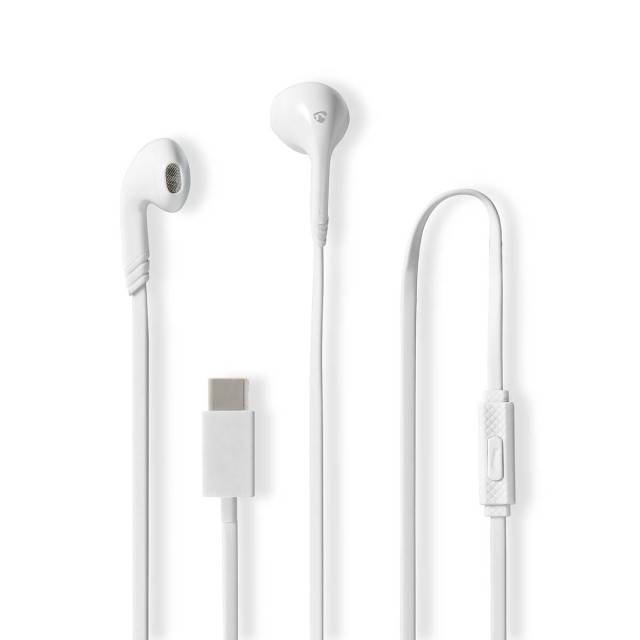 Nedis Trådbundna Hörlurar | USB-C™ | Kabellängd: 1.20 m | Inbygd mikrofon | Volymkontroll | Vit