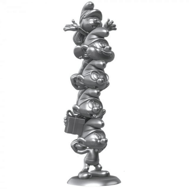 Plastoy Smurfarna Resin Staty Smurfarna Kolonn Silver Begränsad Upplaga 50 cm