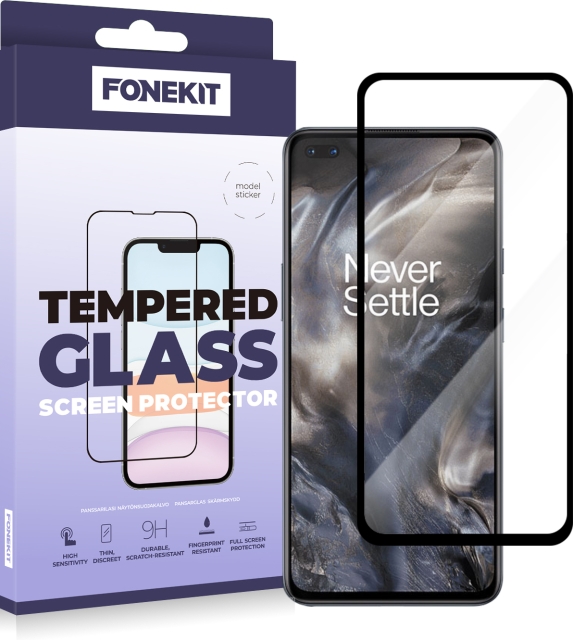 FoneKit Heltäckande skydd av armerat glas, OnePlus Nord / Nord 2 / Nord 2T