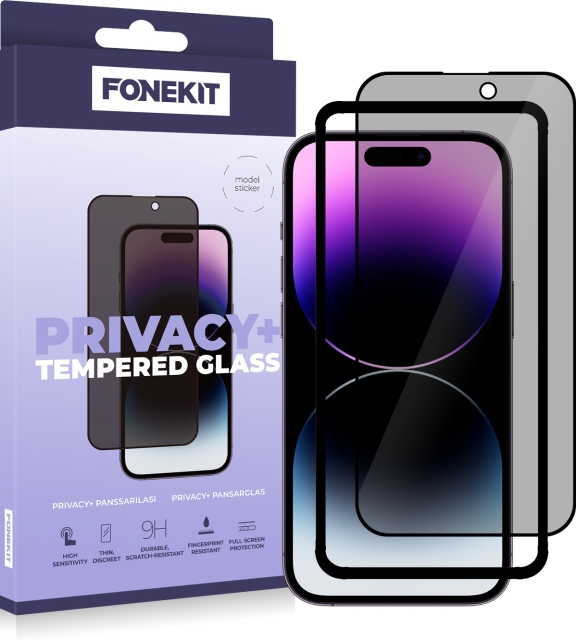 FoneKit Privacy+ Skärmskydd, iPhone 14 Pro Max, svart