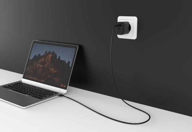 FoneKit GaN PD 65W AC-laddare, USB-C + USB-C, svart