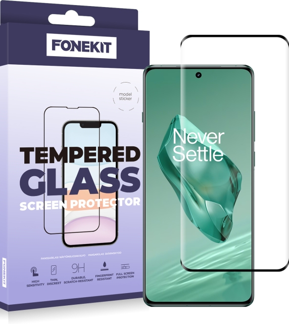 FoneKit Heltäckande pansarglas, OnePlus 12, svart