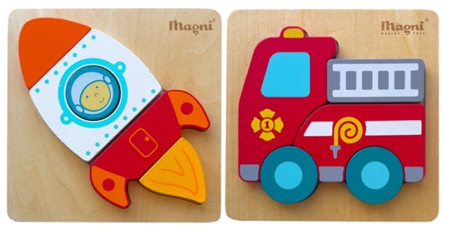 Magni Pussel med eldbil och raket (3937)