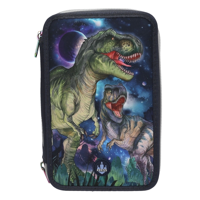 Dino World Tredubbelt pennfodral med LED - GALAXY
