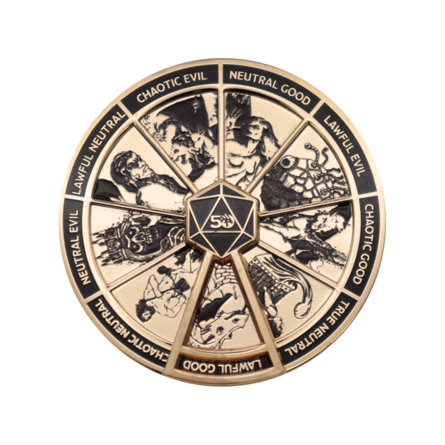 Dungeons & Dragons 24k guldpläterad Alignment Spinner Pin Badge