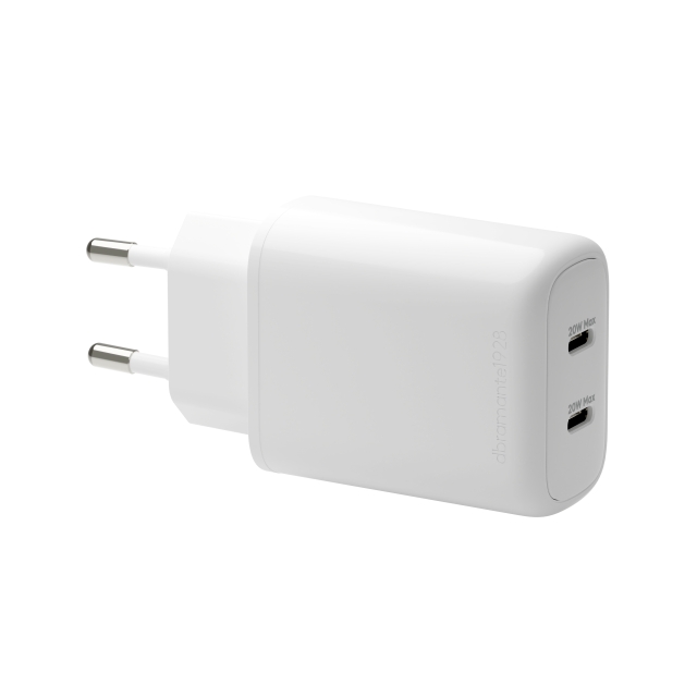 dbramante1928 Re-charge Pro - EU-väggladdare 2x USB-C 20W - Vit