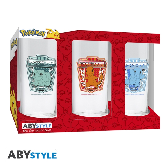Abysse Set med Pokémon-glas - 3 x 14 cm höjd, 6 cm diameter