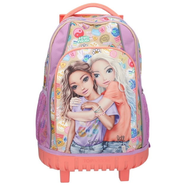 TOPModel TOPModel Skolryggsäcksvagn GIRL POWER - Beige, Lilac, Coral - 34x24x50 cm (413286)