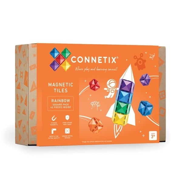 Connetix Fyrkantspaket med regnbåge 42 delar - (CT-R-00042-SQ)