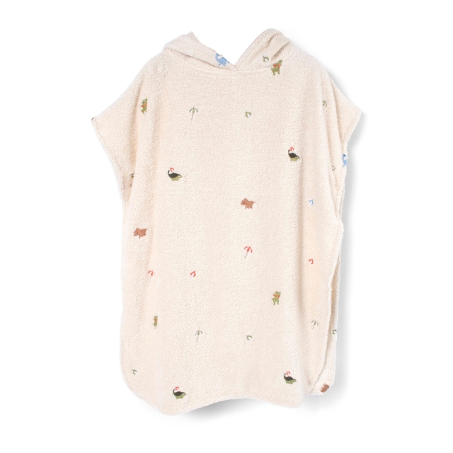 Filibabba Broderad strandponcho - Vit - 12-60 m (FI-03575)