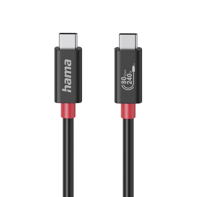 Hama Kabel USB-C USB 4.0 Gen4 80 Gbit/S 240W 1.0M Svart