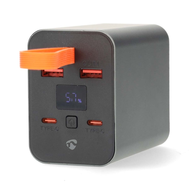 Nedis Powerbank | 30000 mAh | 1.5 / 2.0 / 3.0 / 5.0 A | Antal utgångar: 4 | Utgångsanslutning: 2x USB-A / 2x USB-C™ | Ingångsanslutning: 1x USB-C™ | PD3.0 100W / QC3.0 | Litium-polymer | Display