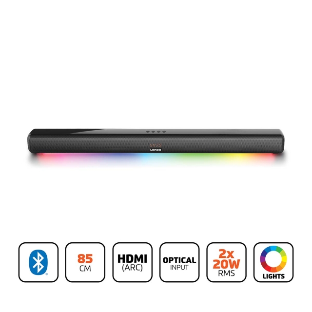 Lenco Soundbar 85cm 40W Bluetooth® HDMI LED-lampor