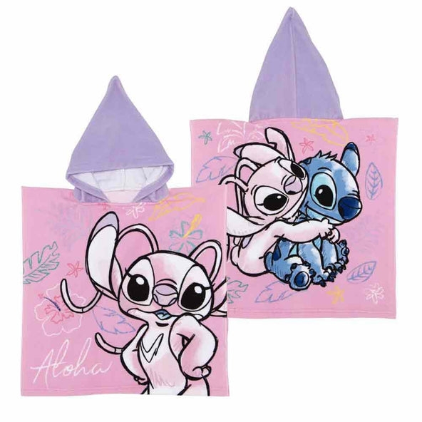 Disney Stitch (lila) - poncho i mikrofiber - 50 x 100 cm (WD16999)