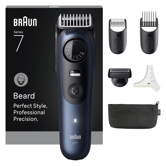 Braun Beard Trimmer Series 7, +6 Barbering Tools, BT7520 - Svart / Djupblå