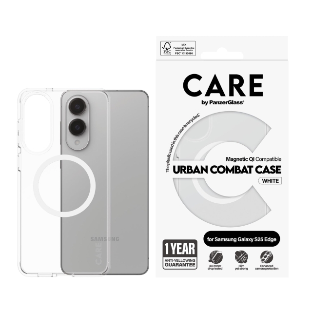 Panzer CARE by PanzerGlass - Flagship Fodral Transparent Urban Combat m. Vit Qi Kompatibel Samsung S25 Edge