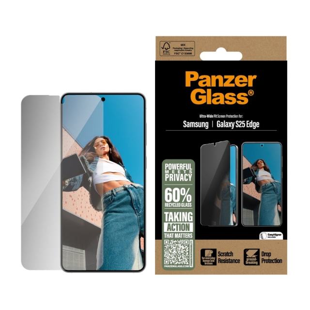 Panzer Glas - Insynsskydd Samsung S25 Edge - Ultrabred passform