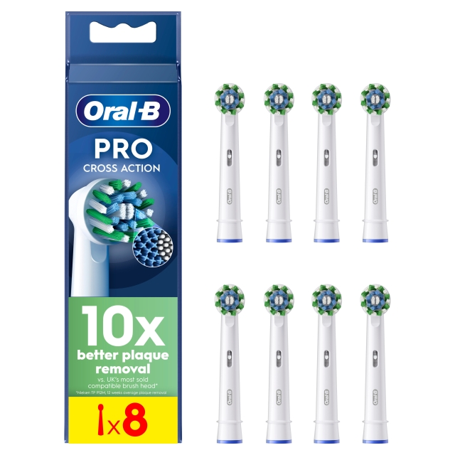 Oral B Pro Cross Action tandborsthuvuden - vita - 8 st