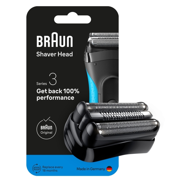 Braun Series 3 elektrisk rakapparat ORIGINAL ersättningshuvud, 21B - Svart