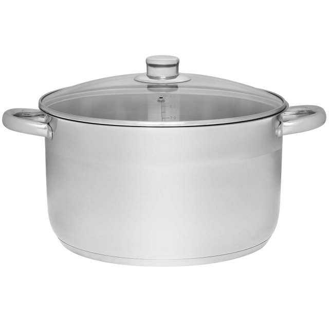 Maku Basic Gryta i stål med glaslock 10 L 28 cm