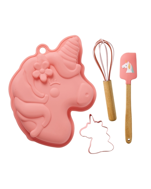 RICE Bakset Unicorn Love - Rosa - Set om 4