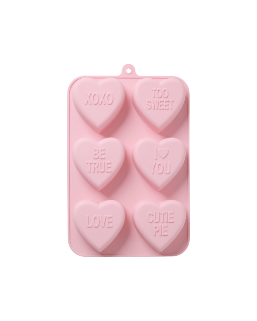 RICE Bakform i silikon med 6 hjärtan - Mjuk rosa