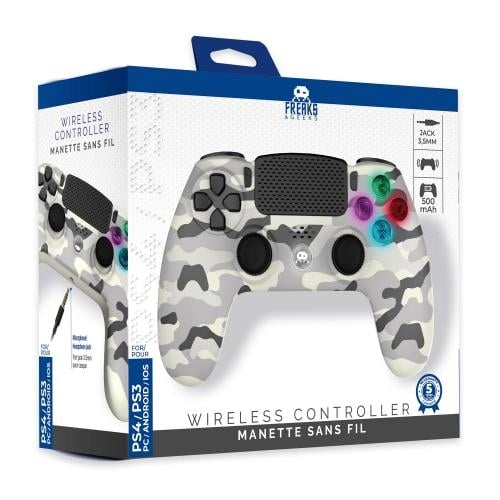Trade Invaders Trådlös handkontroll för PS4 med 3,5 mm jack - LED-vit camouflage