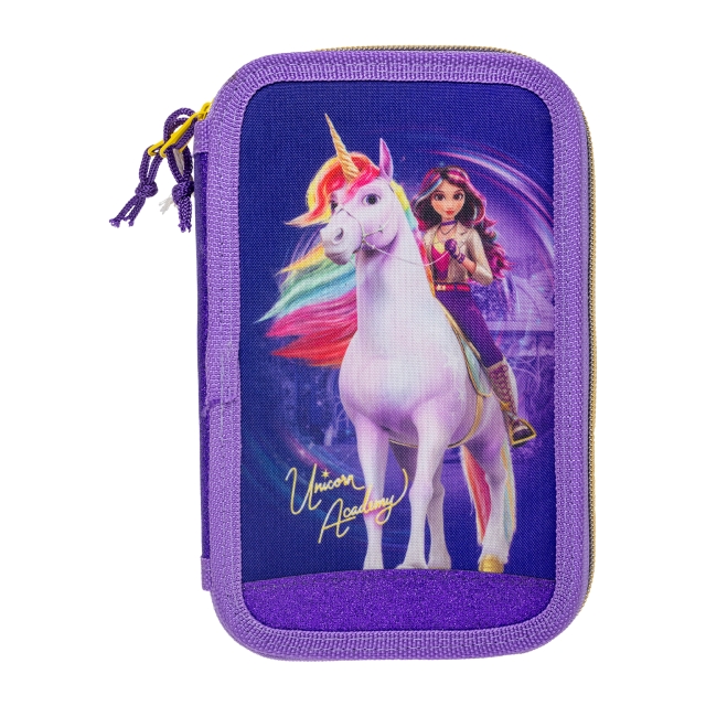 STOR Unicorn Academy - Fyllt dubbelt pennfodral - 19,5 x 12,5 x 5 cm