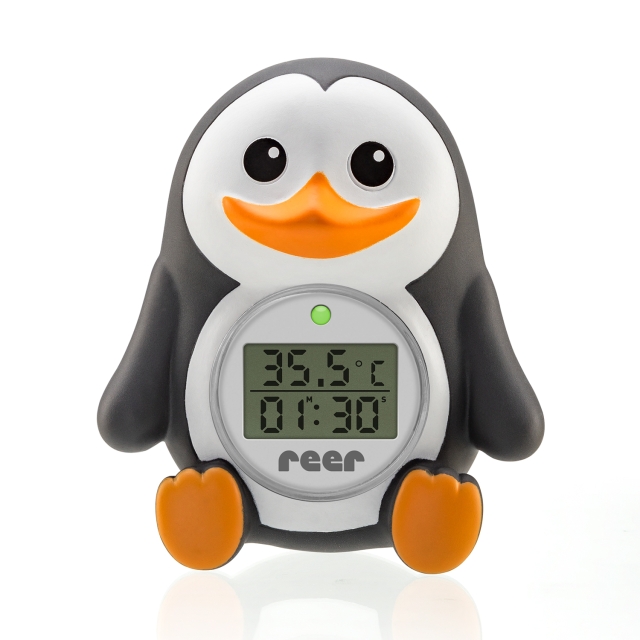 Reer Badtermometer Pingu - Svart, vit och orange - 17 x 4,6 x 9,7 cm