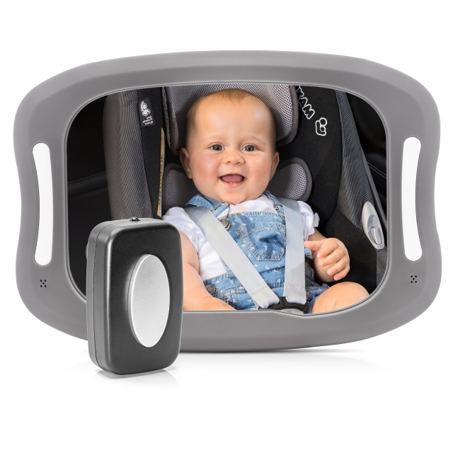 Reer BabyView Bilspegel med ljus - Grå - 29 x 8 x 24 cm