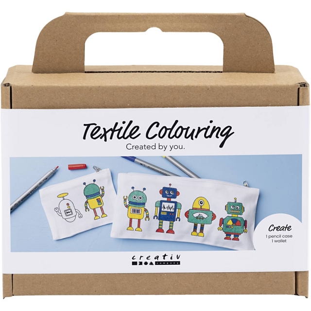 Creative Toys Creative - Mini Craft Kit Textilfärgläggning, Robot, primärfärger, 1 förpackning - (977806)