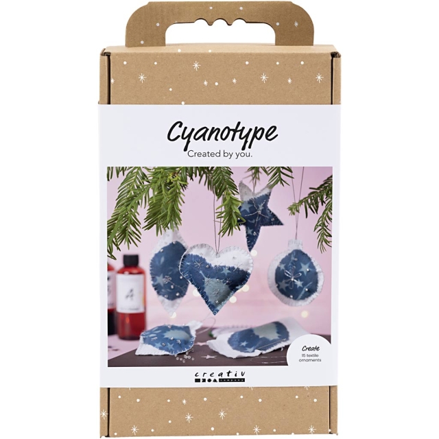 Pysselkit Cyanotype - Juldekorationer i cyanotype - blå - silver (977848)